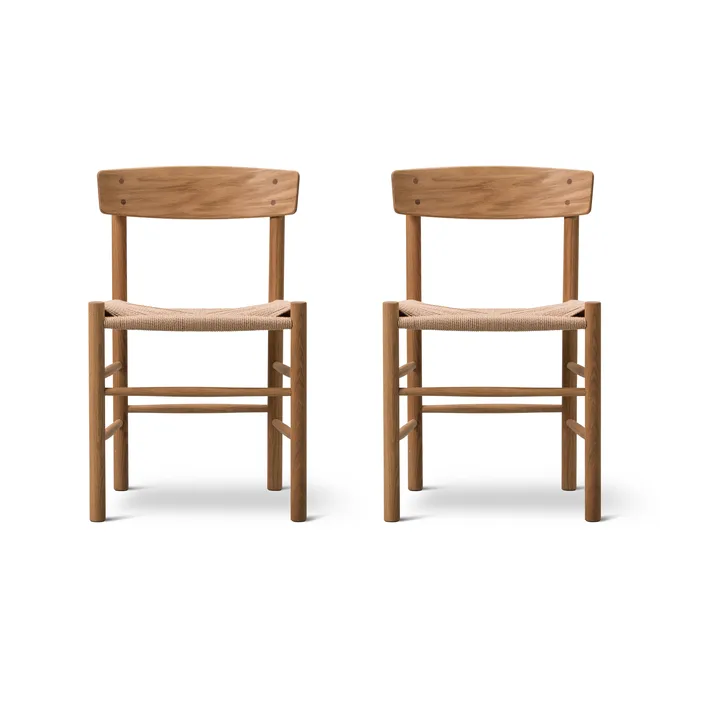 J39 stol, Oljet eik-flettet natur, 2-pakning - Fredericia Furniture