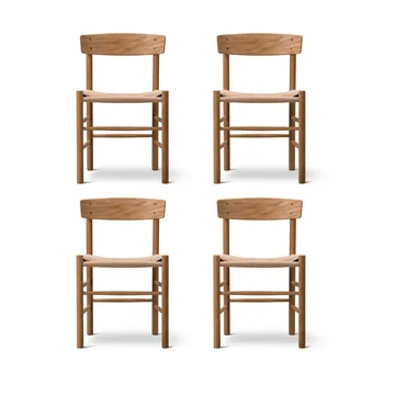J39 stol, Oljet eik-flettet natur, 4-pakning - Fredericia Furniture