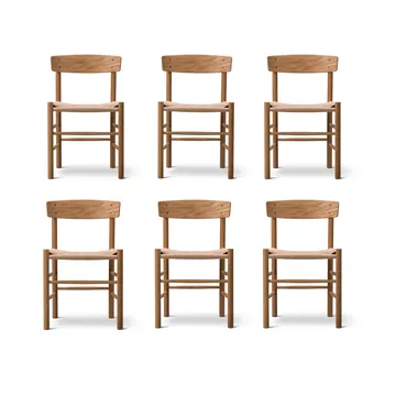 J39 stol, Oljet eik-flettet natur, 6-pakning - Fredericia Furniture
