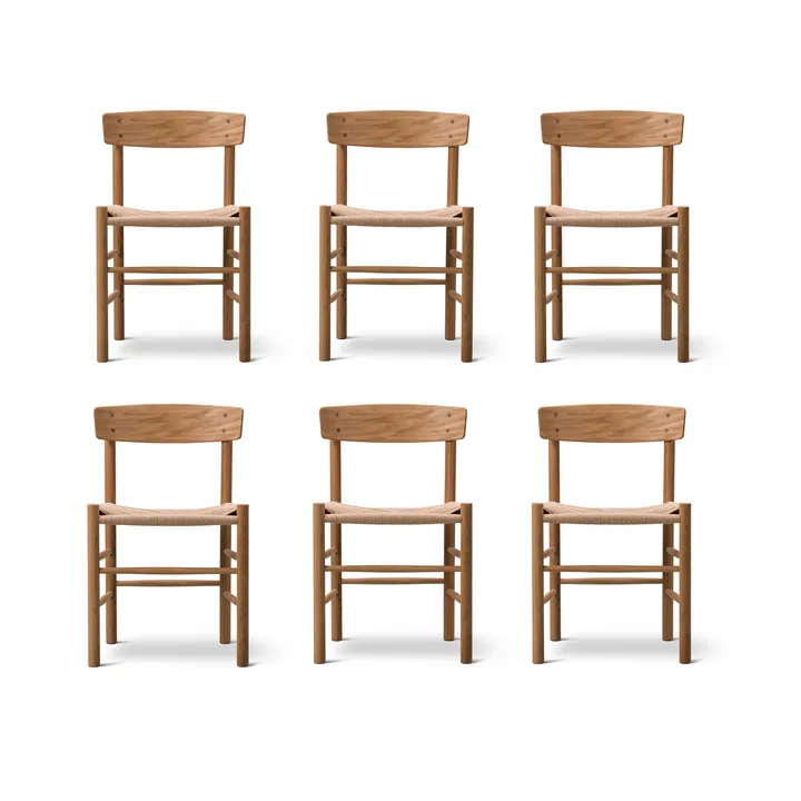 J39 stol, Oljet eik-flettet natur, 6-pakning - Fredericia Furniture