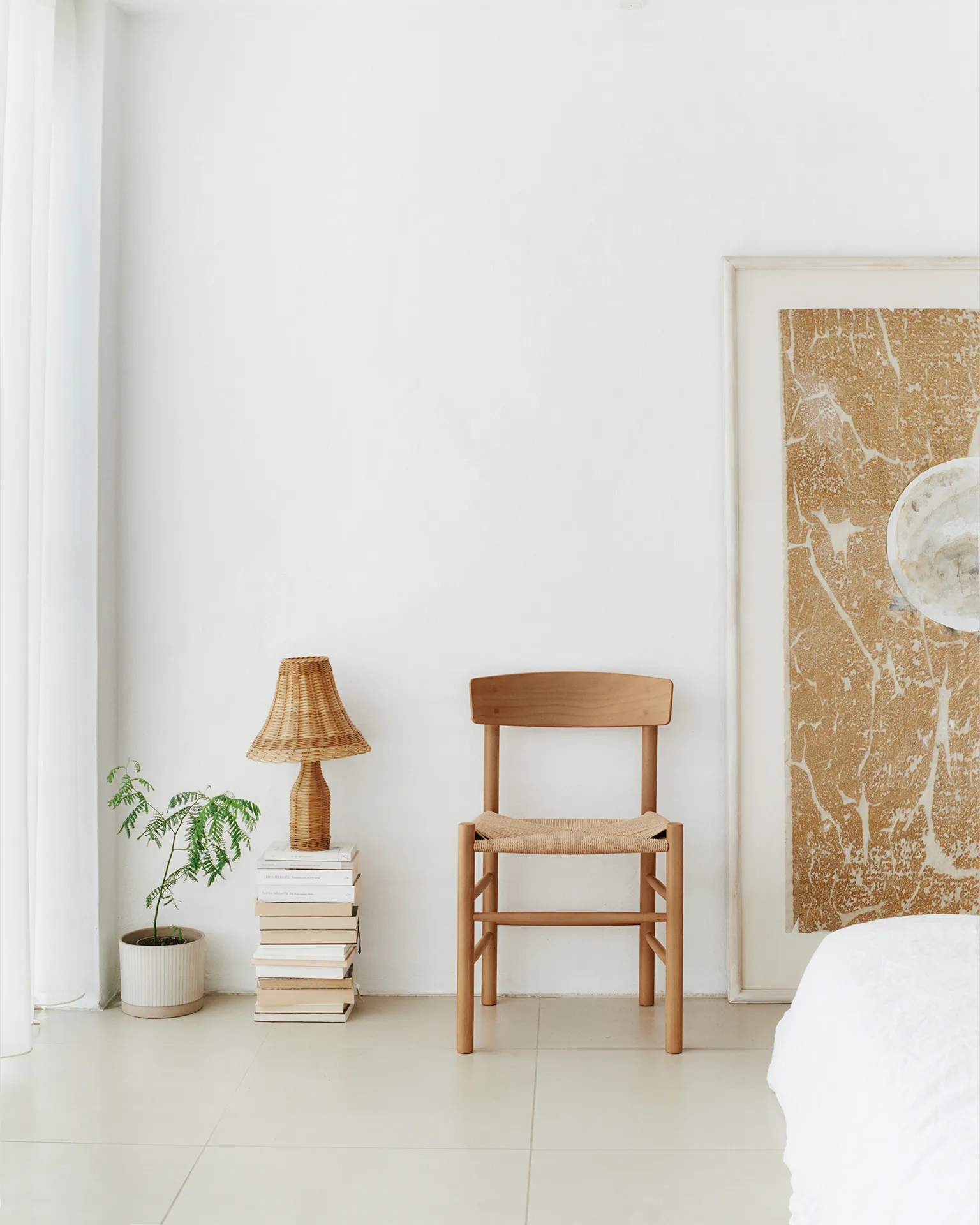 J39 stol, Vintage lacquered-flettet natur Fredericia Furniture