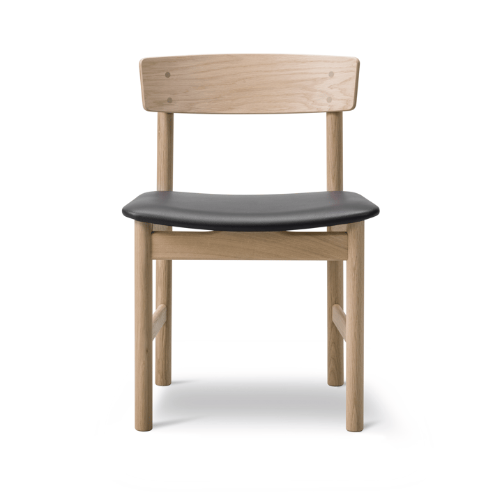 Mogensen 3236 stol, Såped eik-svart lær omni 301 Fredericia Furniture