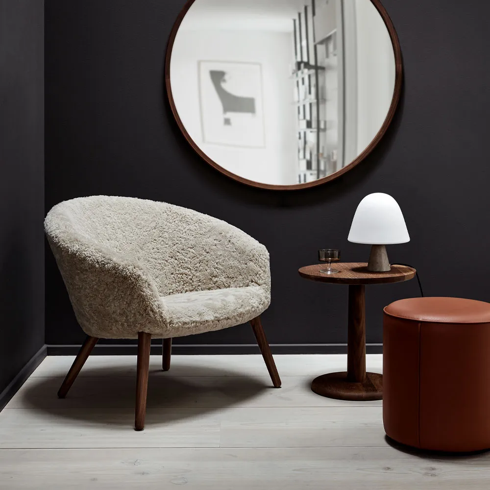 Mono sittepuff, Lær omni 307 cognac-Ø55 cm Fredericia Furniture