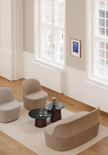 Niveau sofabord Ø61cm - Black Marquina-ash brown stained - Fredericia Furniture