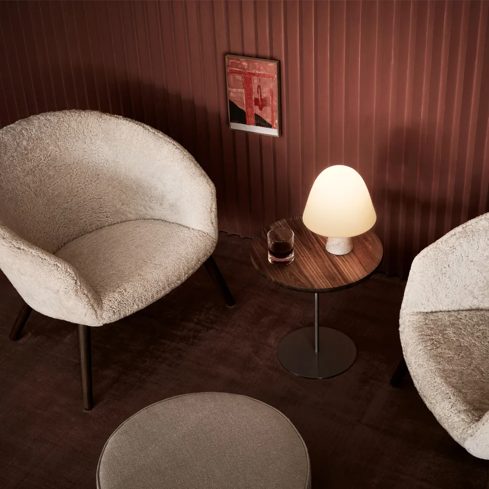 Pal 6755 sidebord, Valnøtt-børstet stål-Ø44 cm Fredericia Furniture