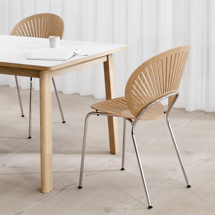 Trinidad 3398 stol, Klarlakkert bok-ben krom Fredericia Furniture