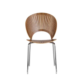 Trinidad 3398 stol - Klarlakkert valnøtt-ben krom - Fredericia Furniture