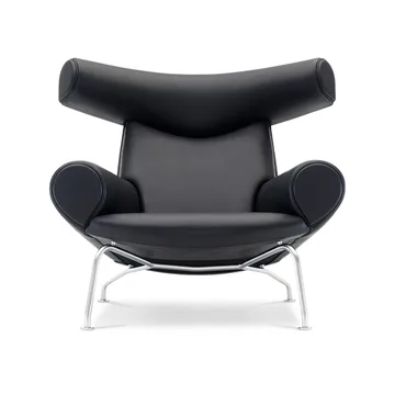 Wegner Ox lenestol - Lær max 98-krom - Fredericia Furniture