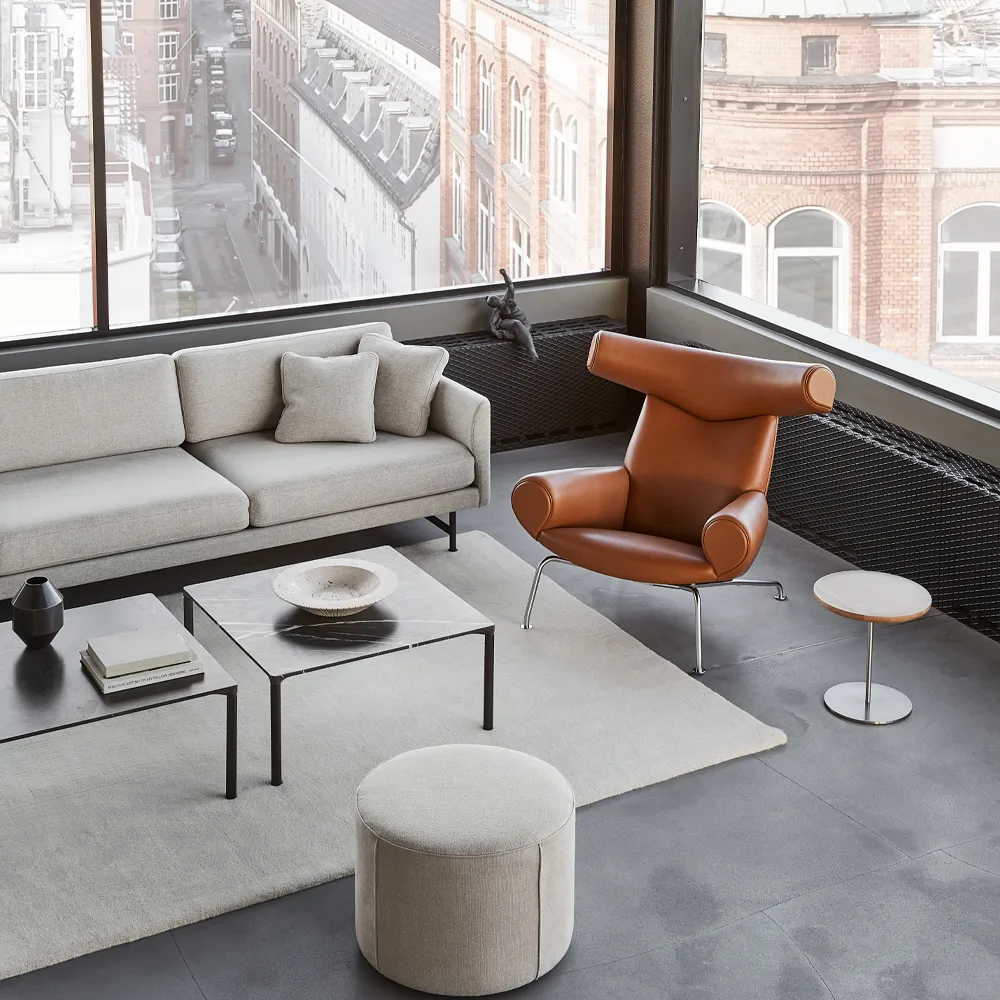 Wegner Ox lenestol, Lær max 98-krom Fredericia Furniture