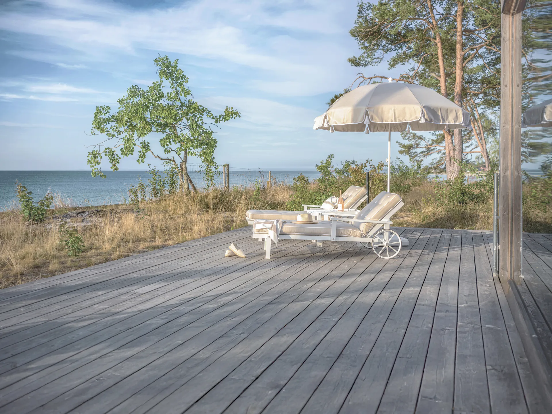 Parasoll 90, Beige, Ø220 cm Fri Form