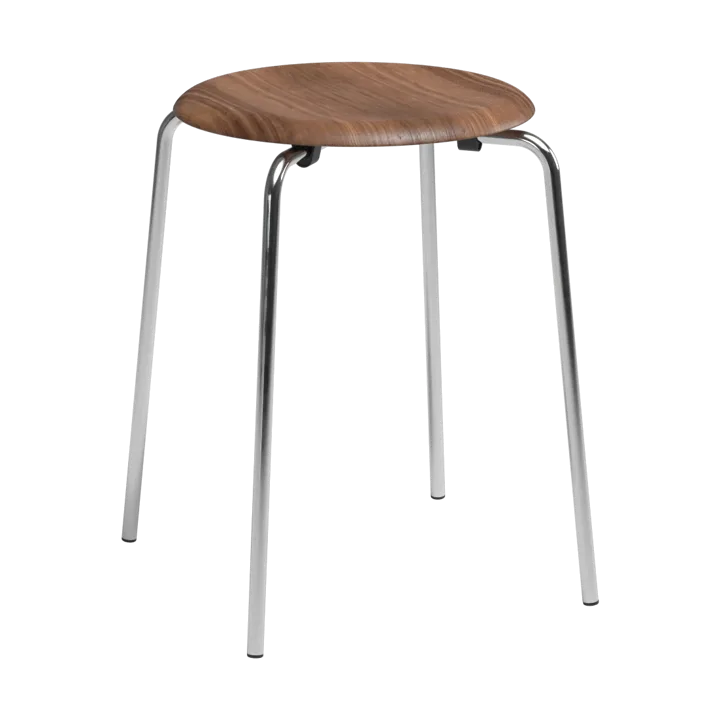 Dot rund krakk - Valnøtt-krom, Ø32,8x45,5 cm - Fritz Hansen