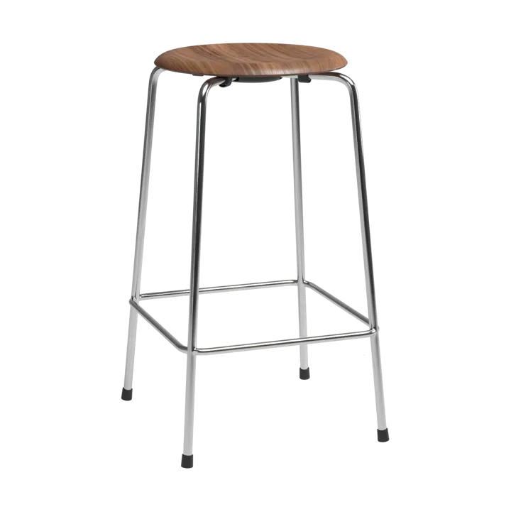 High Dot barstol 4 ben - Valnøtt-krom - Fritz Hansen