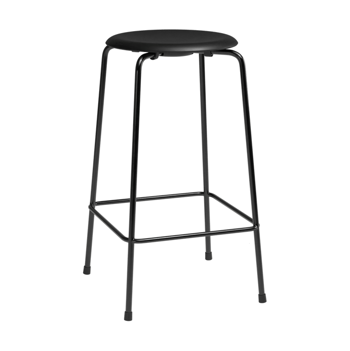 High Dot counter stool 4 ben - Intense svart lær-svart stål - Fritz Hansen