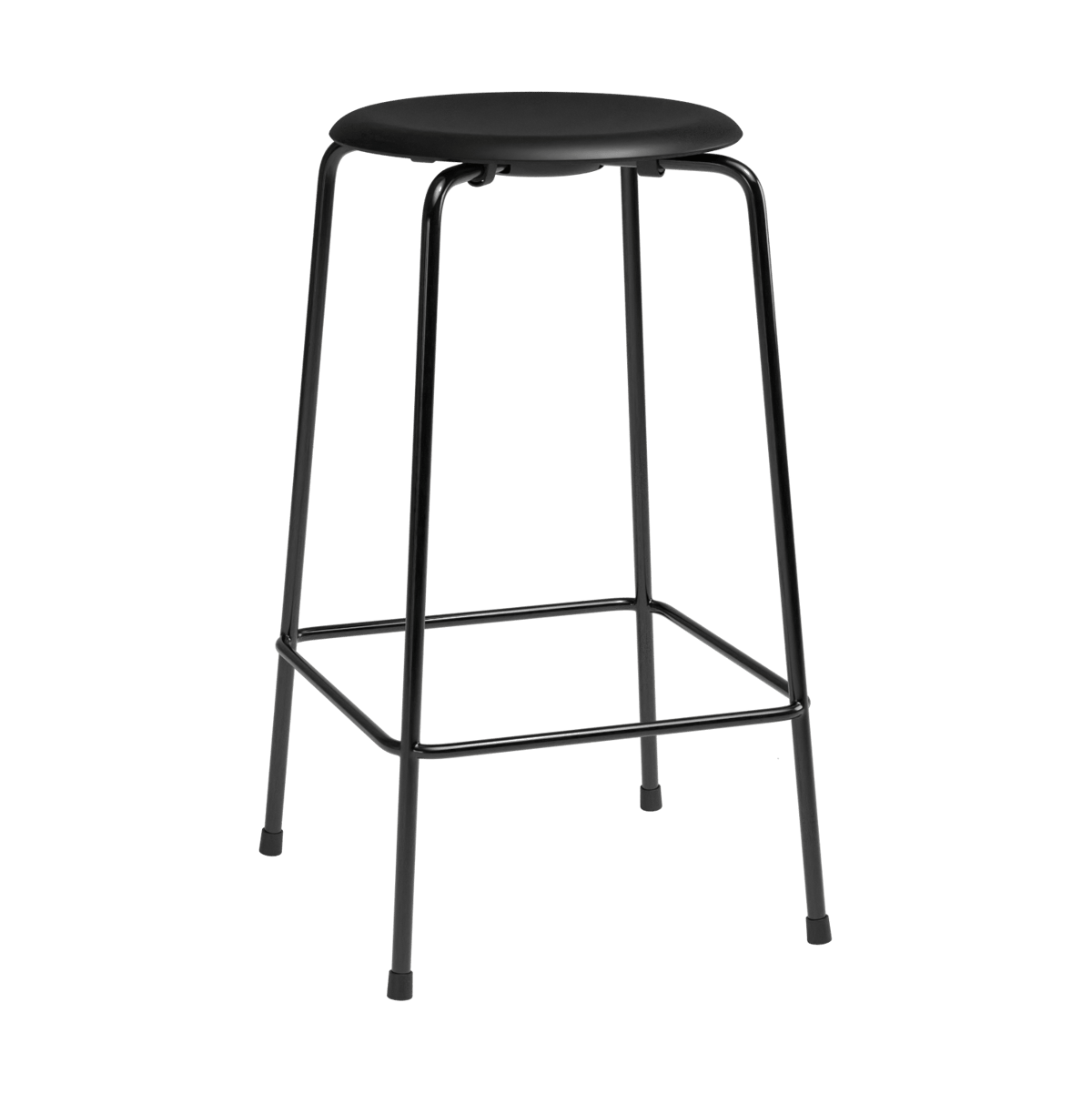 Bilde av Fritz Hansen High Dot counter stool 4 ben Intense svart lær-svart stål
