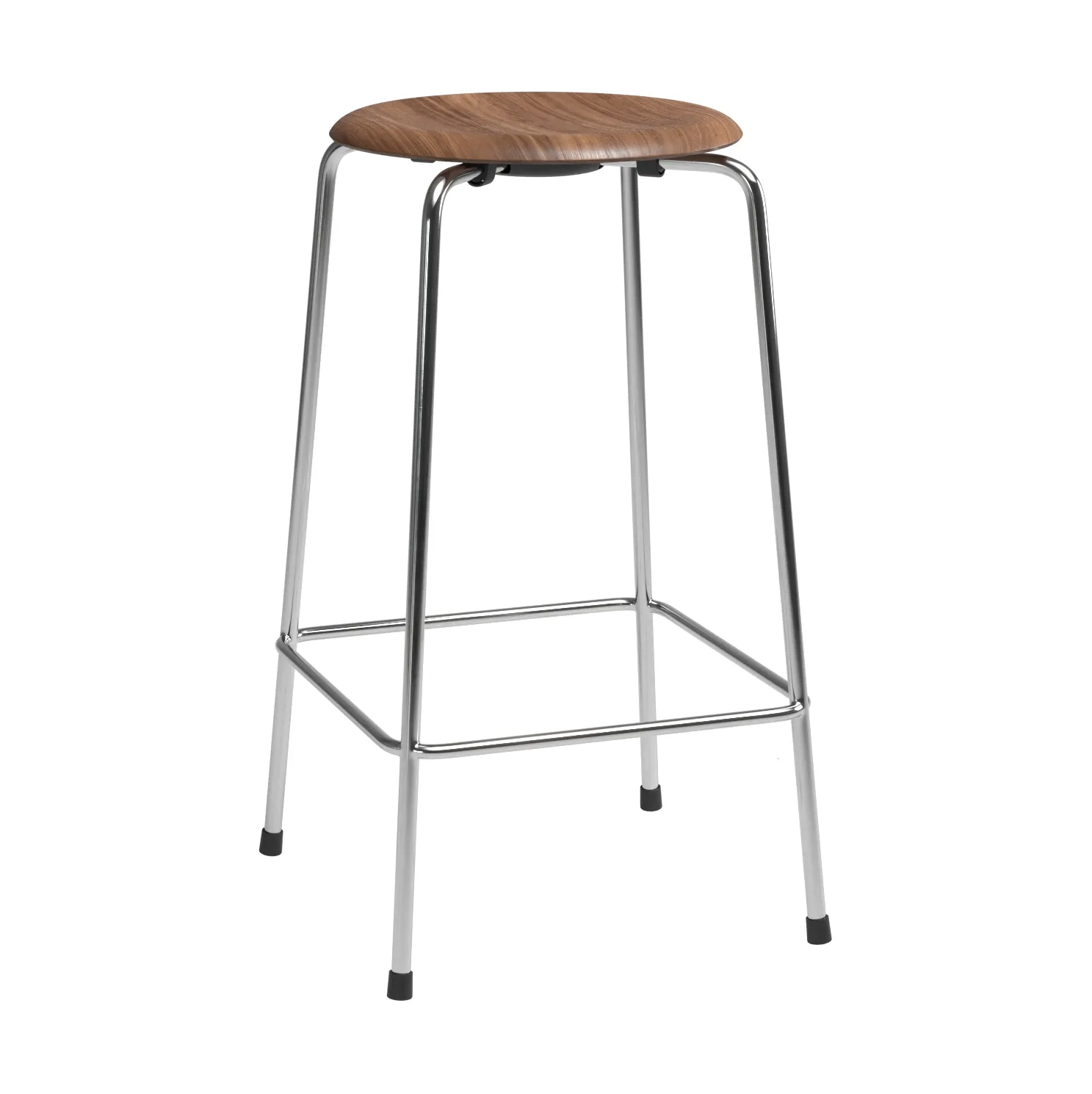 High Dot counter stool 4 ben, Valnøtt-krom Fritz Hansen