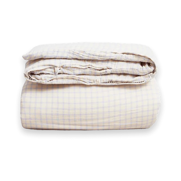 Gingham Sky Blue Muslin dobbelt dynetrekk, 240x220 cm Garbo&Friends