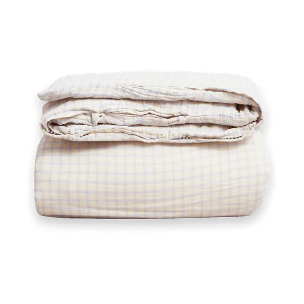 Gingham Sky Blue Muslin dobbelt dynetrekk - 240x220 cm - Garbo&Friends