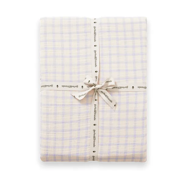 Gingham Sky Blue Muslin dra-på-laken, 180x200x30 cm Garbo&Friends