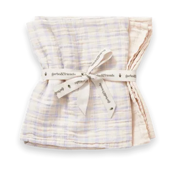 Gingham Sky Blue Muslin teppe, small 2 stk - 60x60 cm - Garbo&Friends