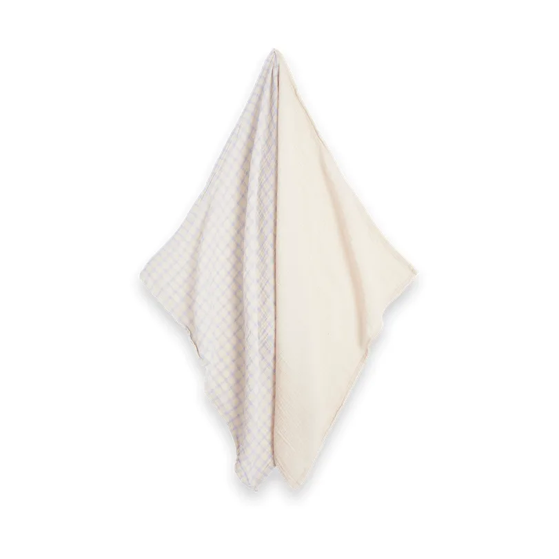 Gingham Sky Blue Muslin teppe, small 2 stk, 60x60 cm Garbo&Friends