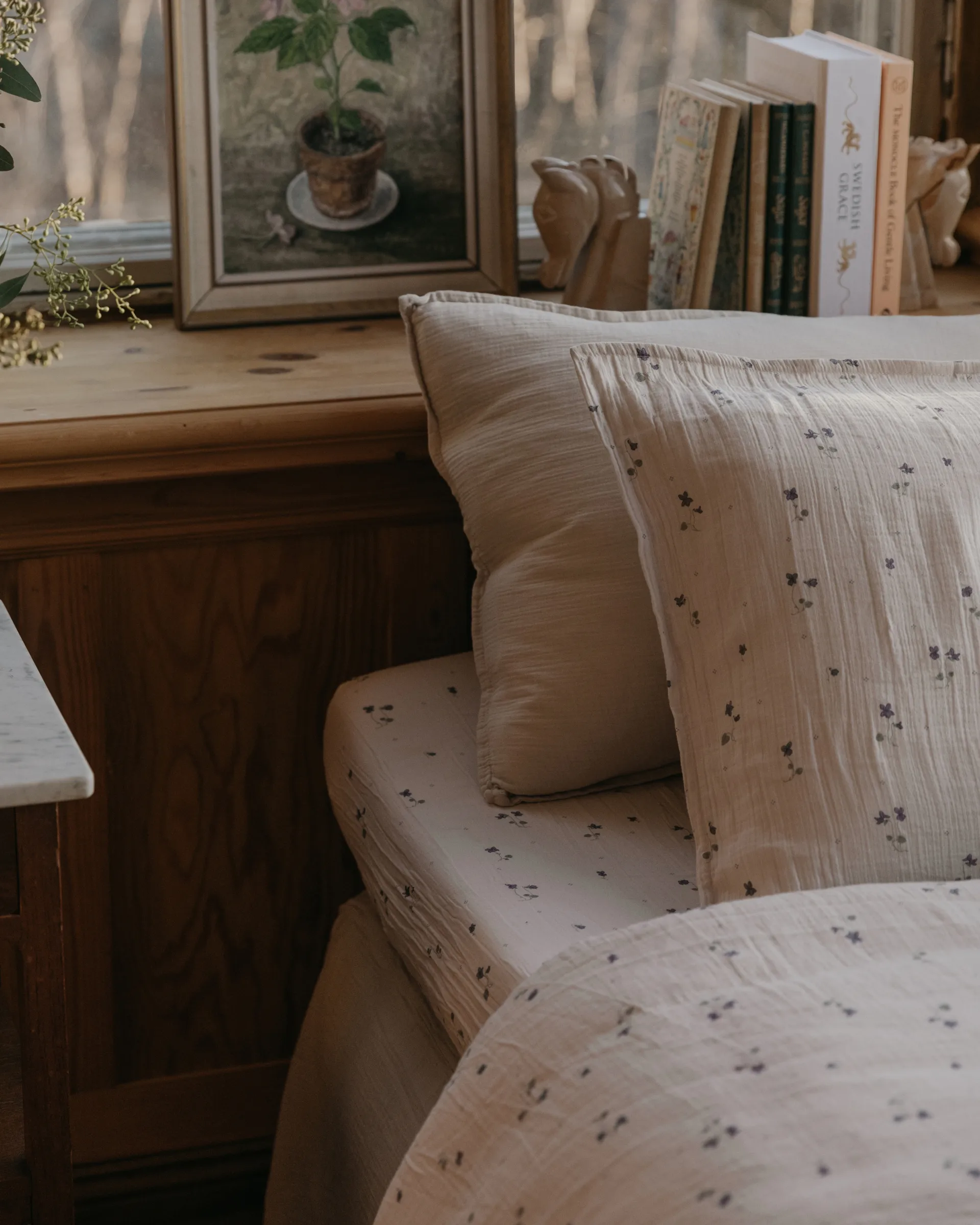 Viola Musselin strikklaken, 90x200x30 cm Garbo&Friends