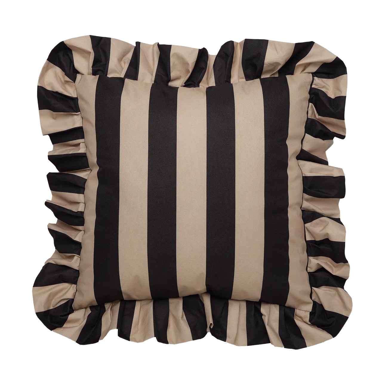 Garden Glory Outdoor pute med volang 45x45 cm, Black-beige Garden Glory