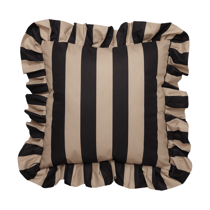 Garden Glory Outdoor pute med volang 45x45 cm - Black-beige - Garden Glory