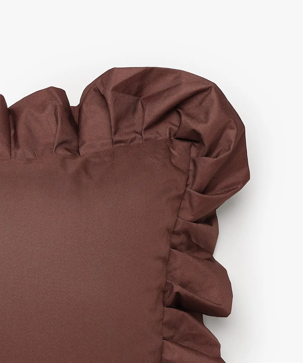 Garden Glory Outdoor pute med volang 45x45 cm, Brown Garden Glory