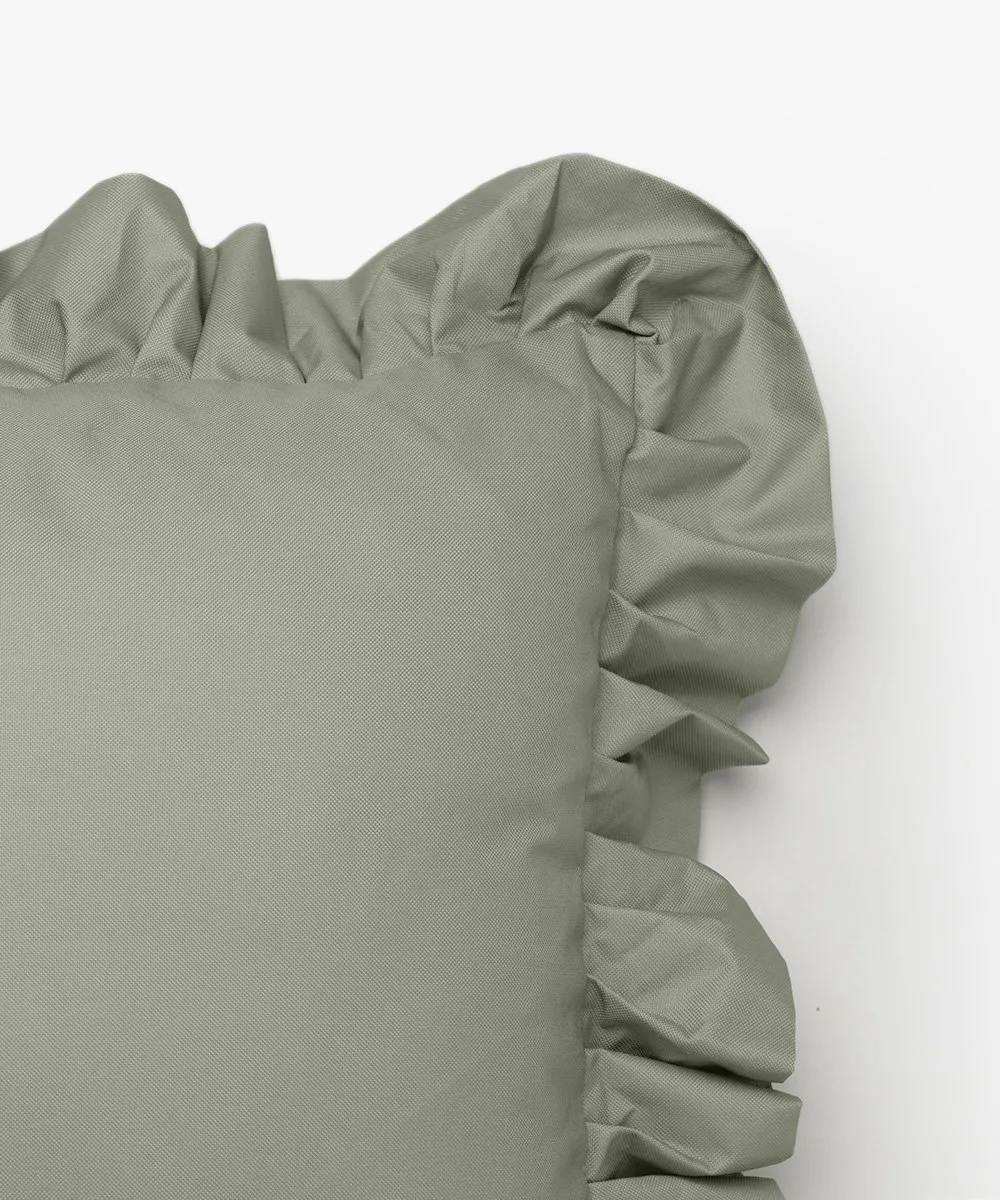 Garden Glory Outdoor pute med volang 45x45 cm, Green Garden Glory