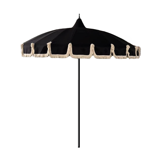 Garden Glory, Parasoll med frynser Ø240 cm Svart