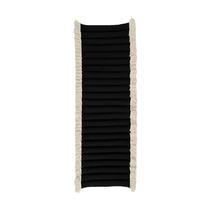 Garden Glory sittepute med frynser - Svart, offwhite frynser, 38x120 cm - Garden Glory