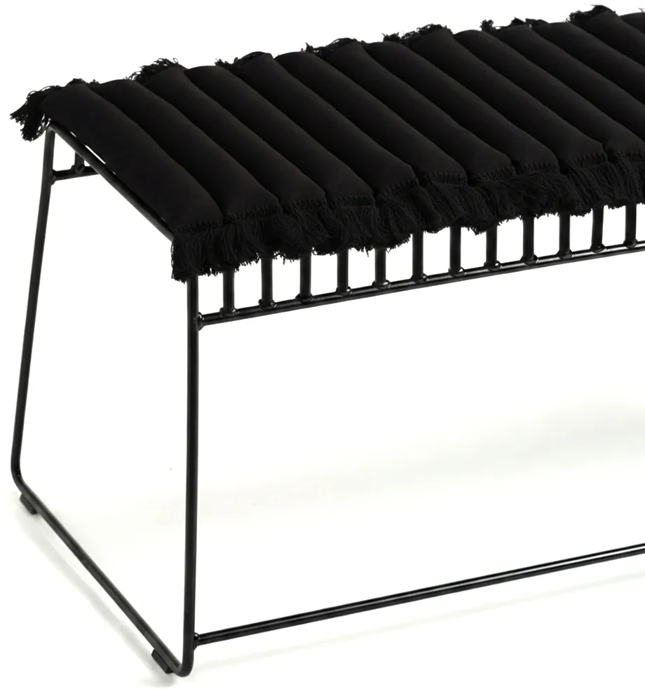 Garden Glory sittepute med frynser, Svart, svart frynser, 38x120 cm Garden Glory