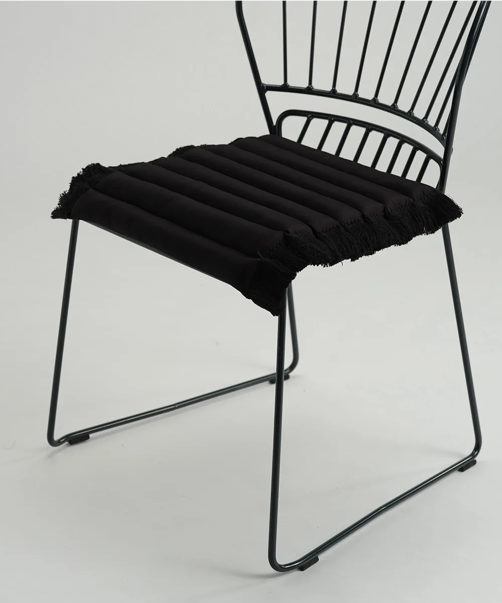 Garden Glory sittepute med frynser, Svart, svart frynser, 38x40 cm Garden Glory