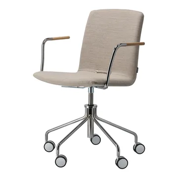 Day karmstol med dreiestativ krom - Eik-natural-H&S-stoff foss 0212 - Gärsnäs