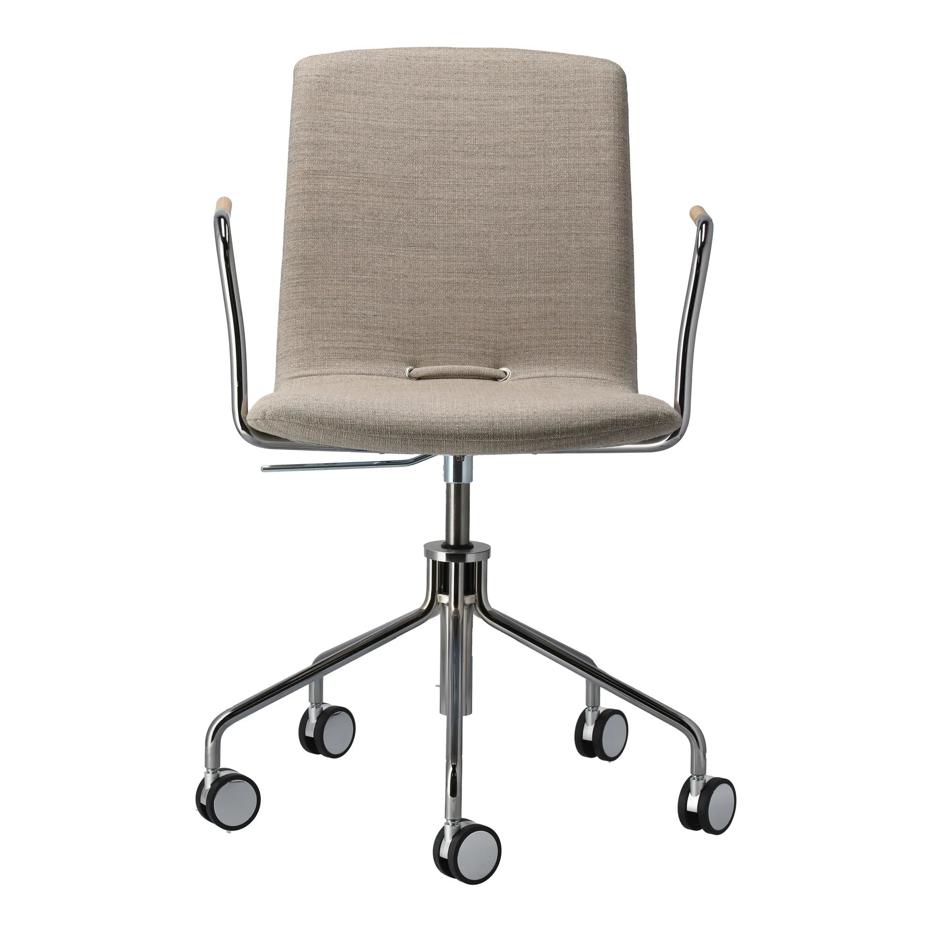 Day karmstol med dreiestativ krom, Eik-natural-H&S-stoff foss 0212 Gärsnäs