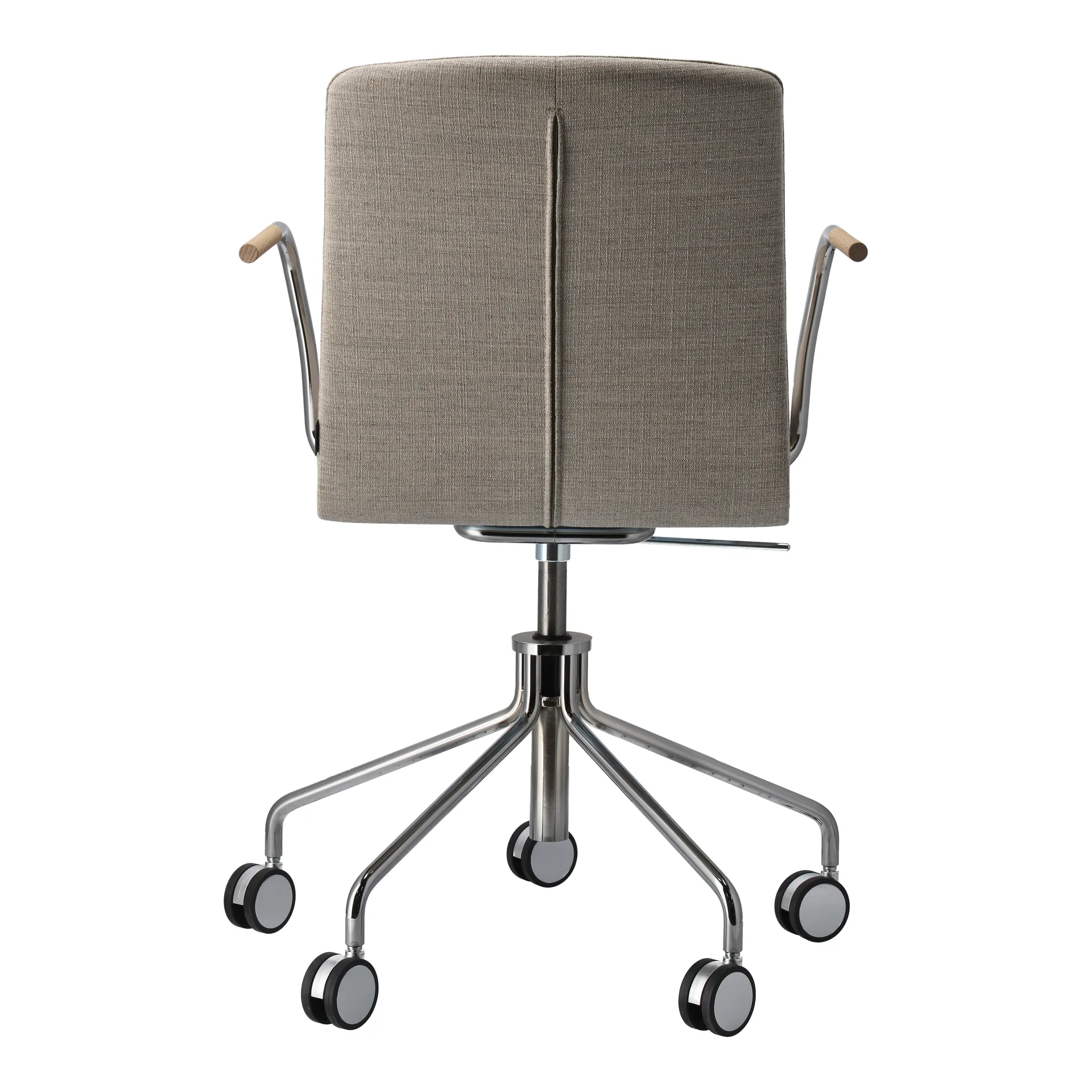 Day karmstol med dreiestativ krom, Eik-natural-H&S-stoff foss 0212 Gärsnäs