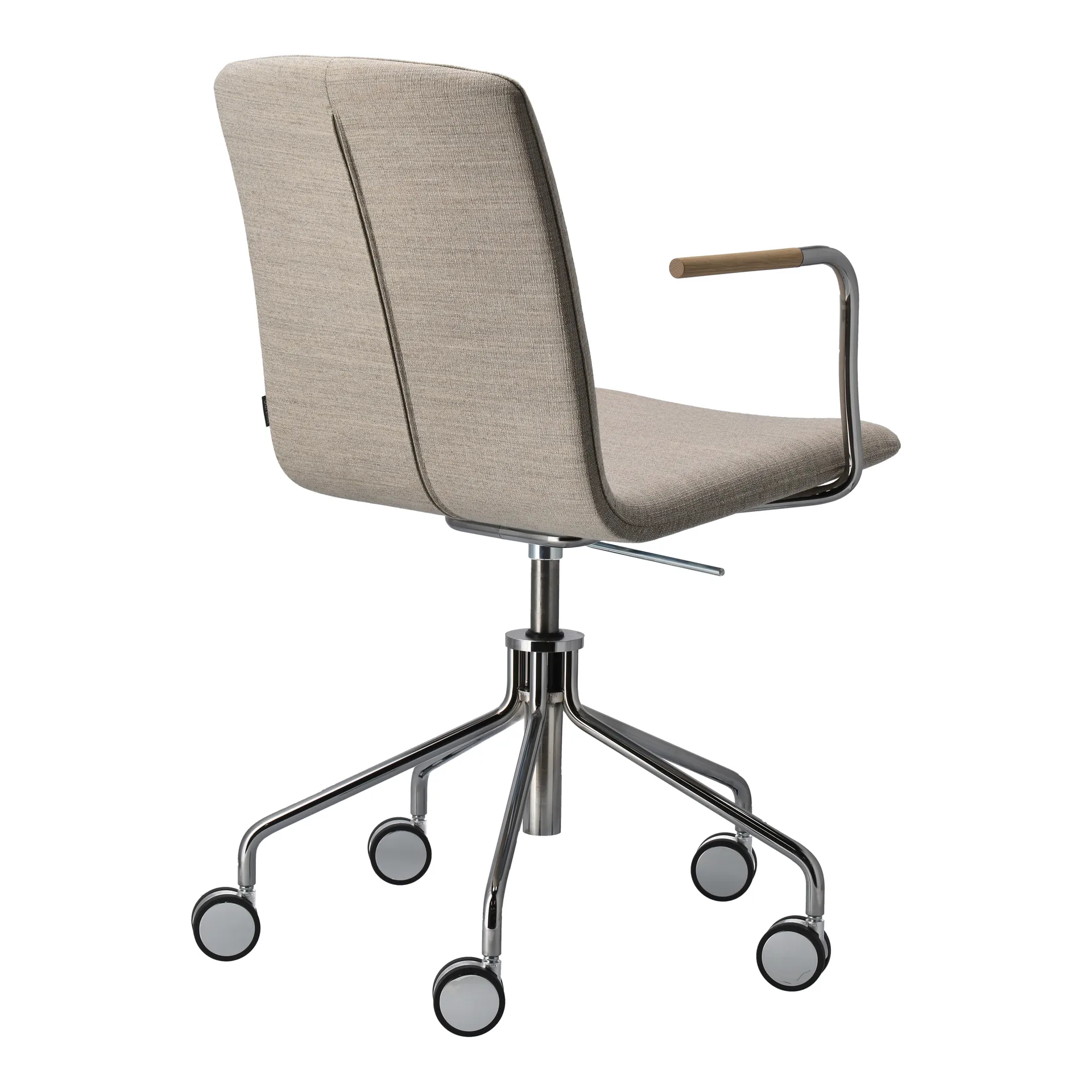 Day karmstol med dreiestativ krom, Eik-natural-H&S-stoff foss 0212 Gärsnäs