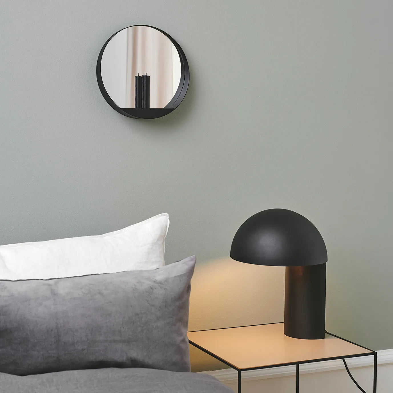 Glim speil/lysestake Ø28 cm, Svart Gejst