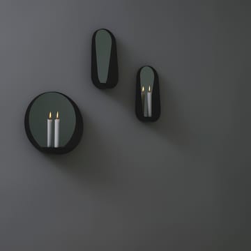 Glim speil/lysestake oval 12x28 cm - Svart - Gejst