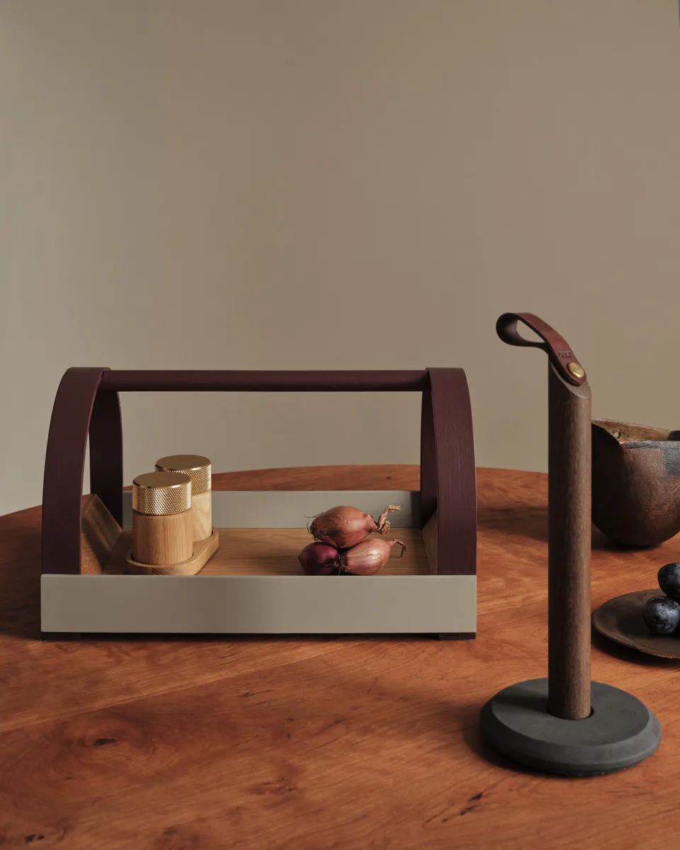 Kydo brett med håndtak 40,5x27x23,5 cm, Eik-grey burgundy Gejst