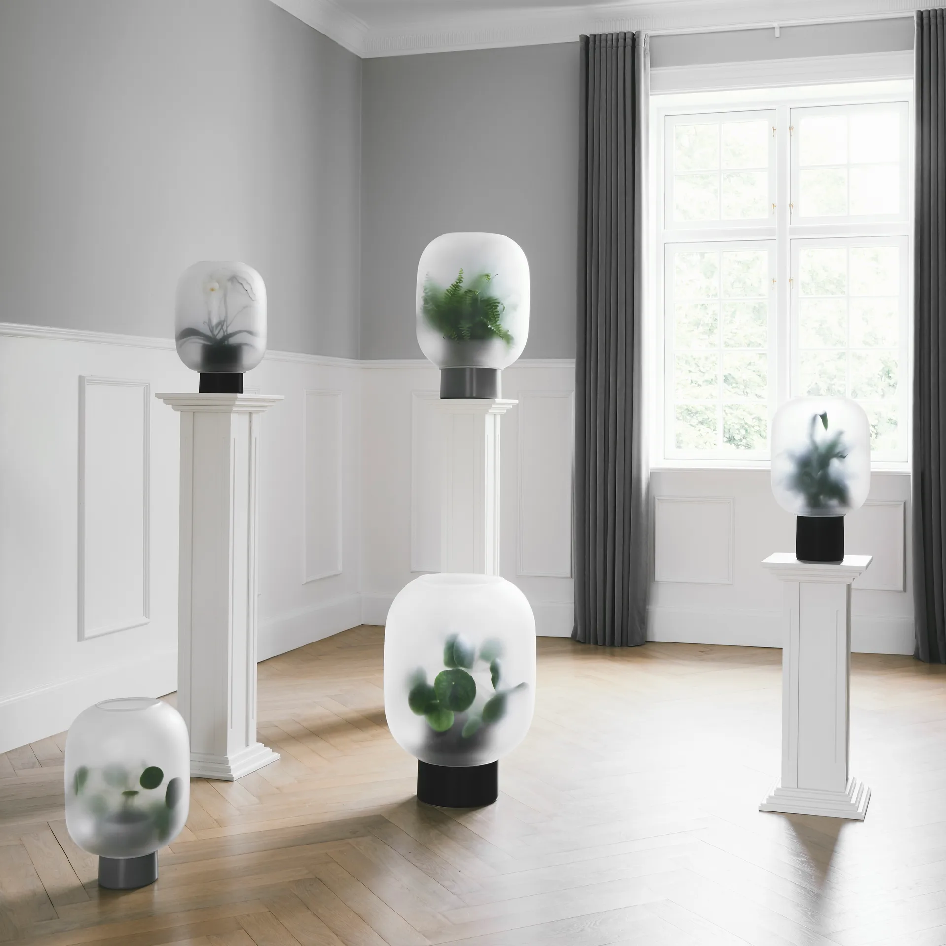 Nebl krukke med frostat glass stor Ø25 cm, Grå Gejst