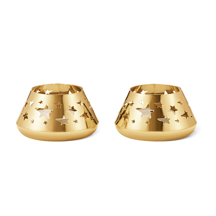 2021 Star lyslykt 2-pakning, Gullbelagt Georg Jensen