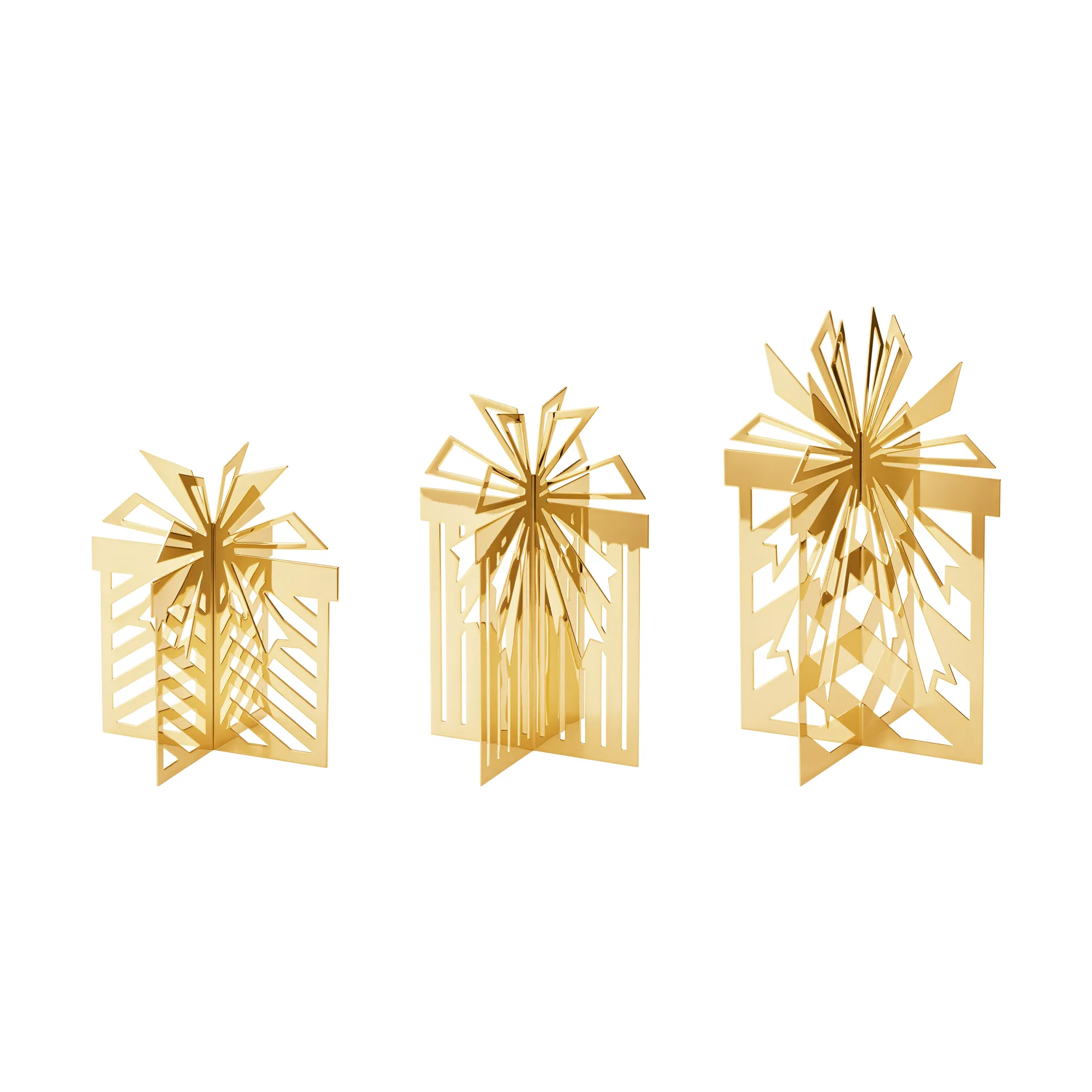 2025 års julepynt for bordet, julegave 3 deler, Gullbelagt rustfritt stål Georg Jensen