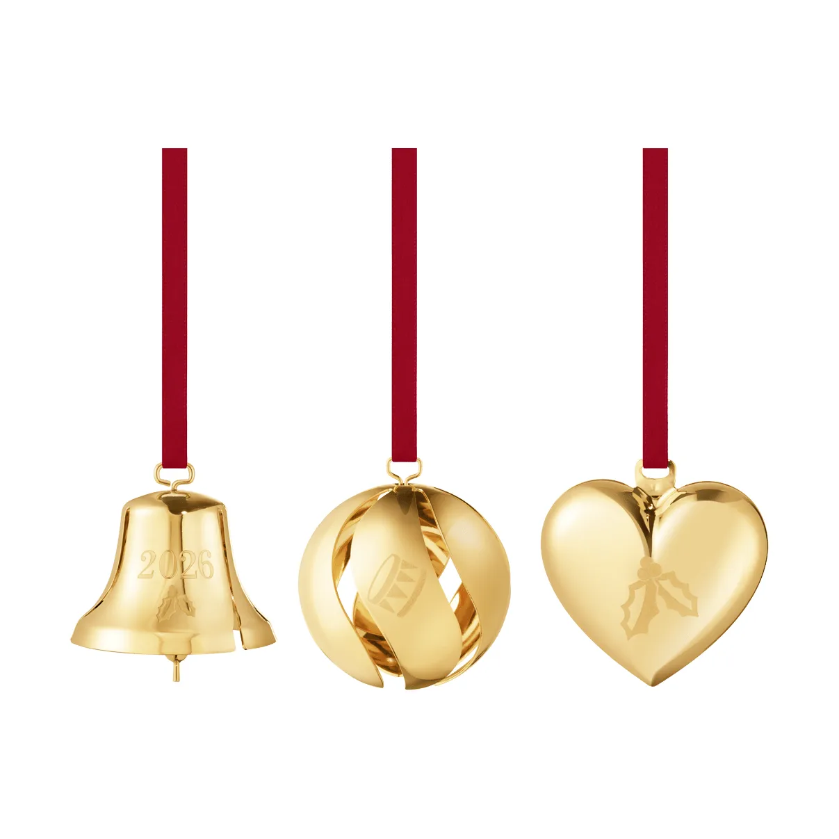 2026 års pynte-sett, Gull, 3 deler Georg Jensen
