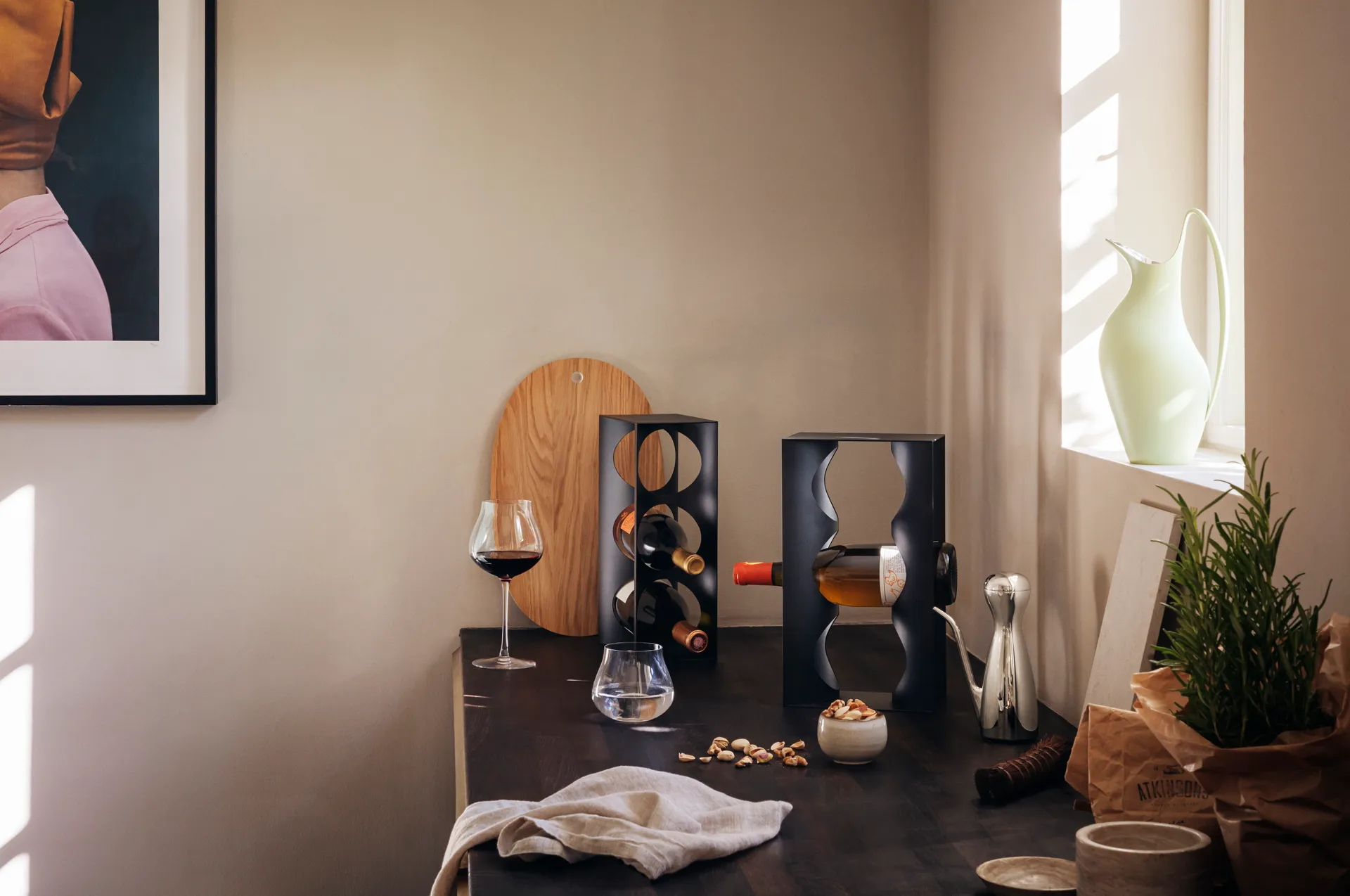 Alfredo vinstativ 3 flasker 33,6 x 12 cm, Svart Georg Jensen