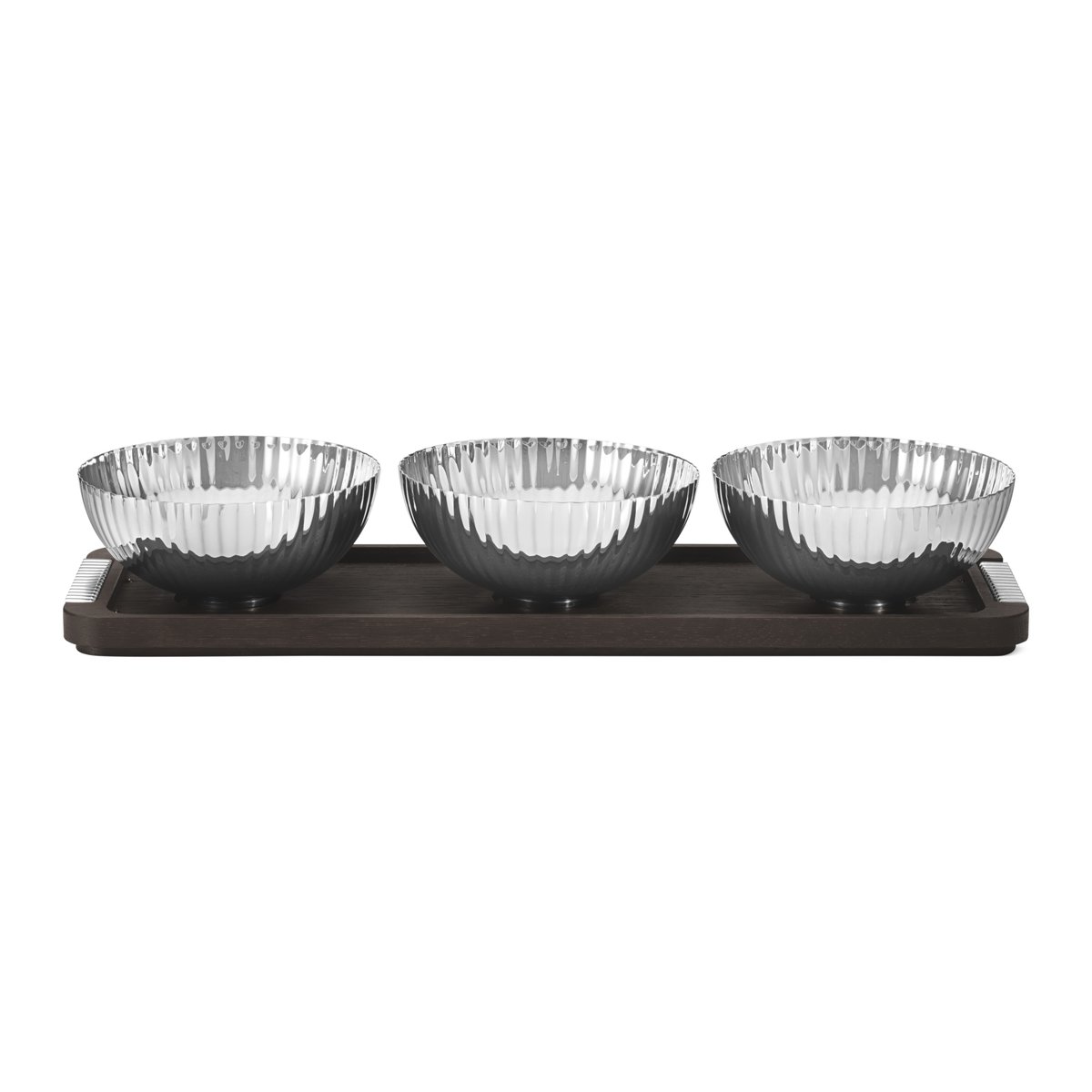 Georg Jensen - Bernadotte Bricka med skålar - Serveringsbrett - Sigvard Bernadotte - Metall/Tre