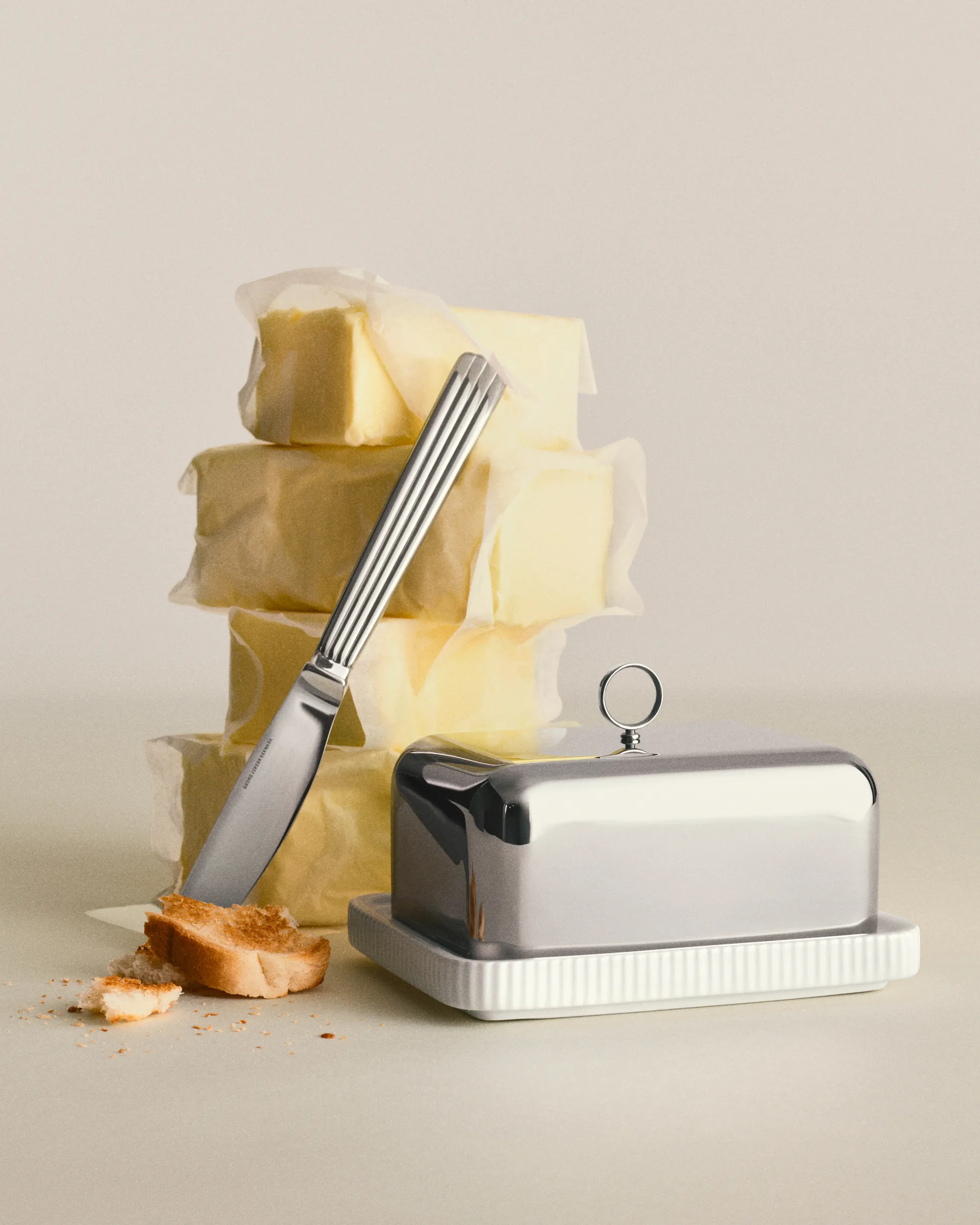 Bernadotte smørboks 11,2x14,7 cm, Rustfritt stål Georg Jensen