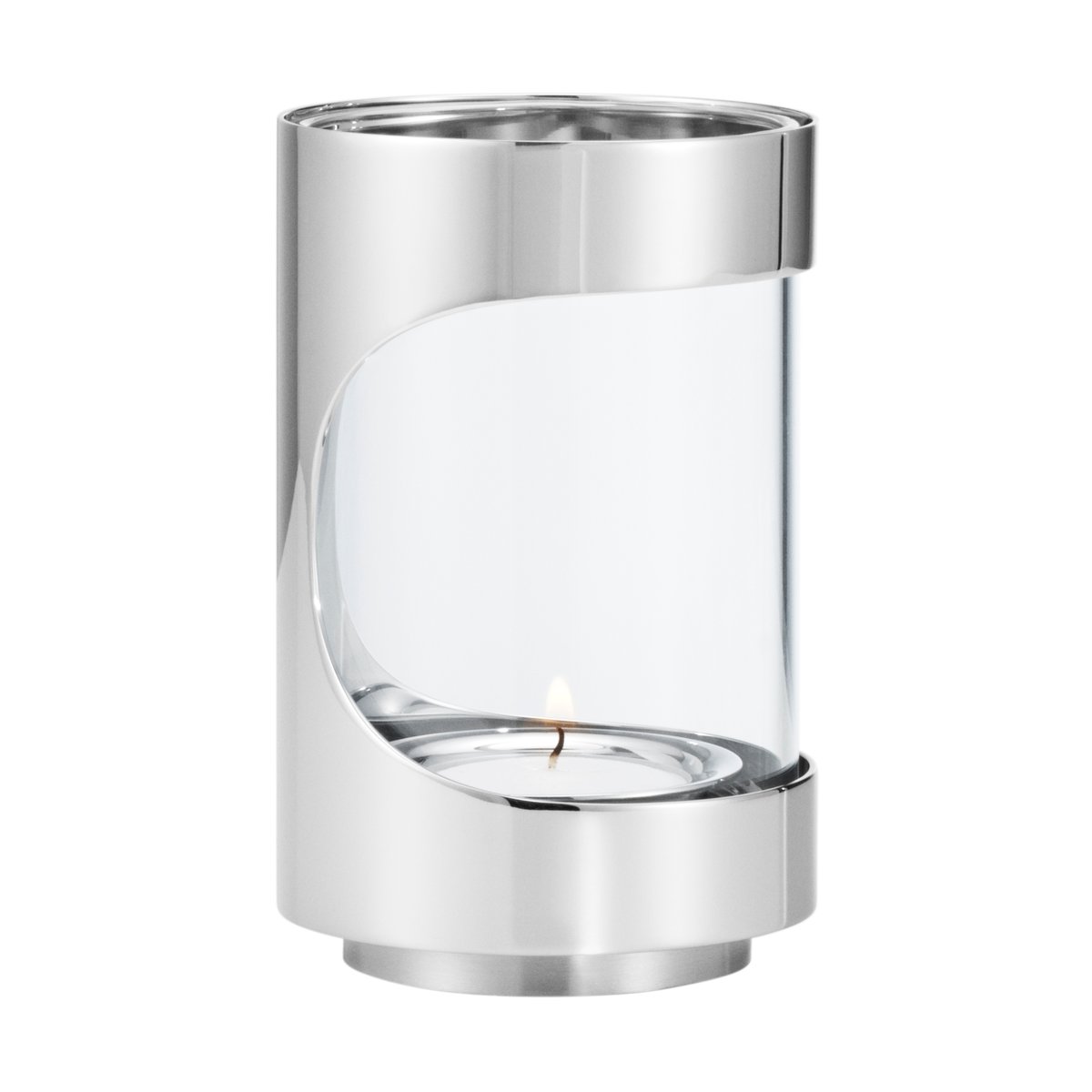 Georg Jensen Chrome contours hurricane lyslykt 12 cm Rustfritt stål