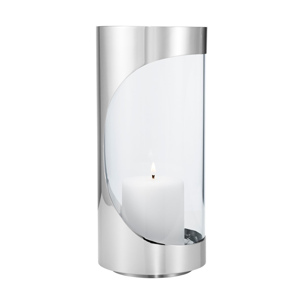 Georg Jensen Chrome contours hurricane lyslykt 28 cm Rustfritt stål