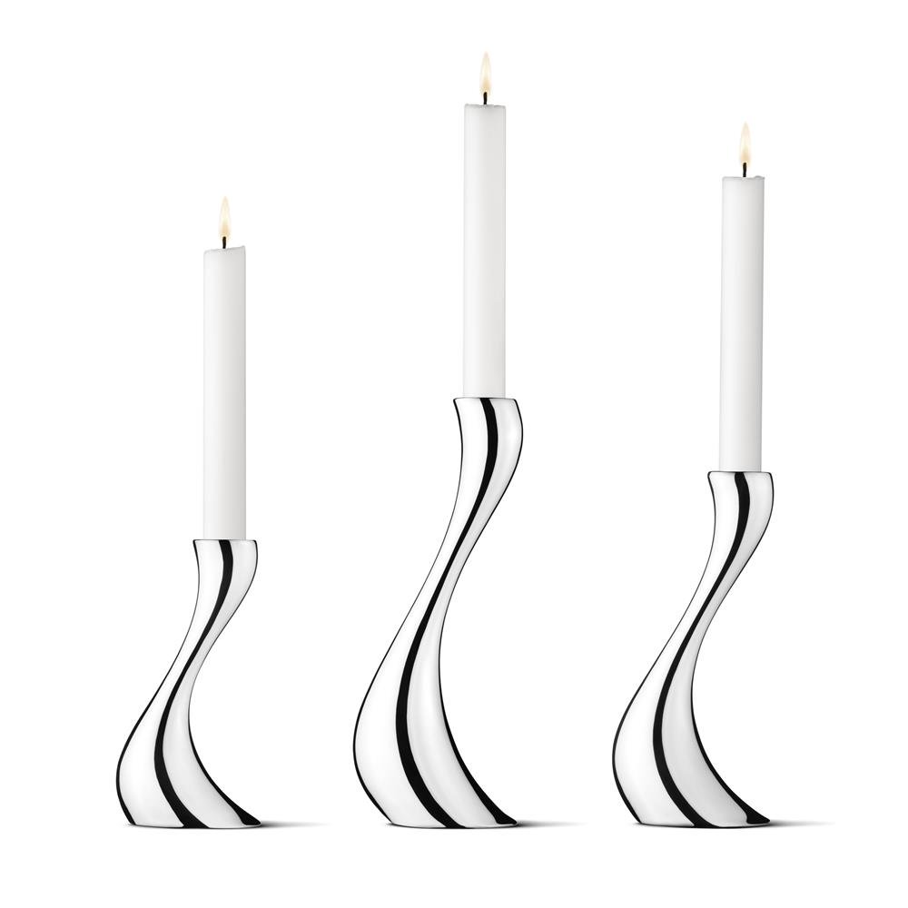 Georg Jensen Cobra lysestake 3-pakk rustfritt stål | Skandinavisk Design | Lysestaker | Grå
